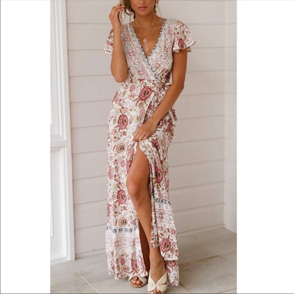 Floral open cut maxi long summer dress - Picture 7 of 8